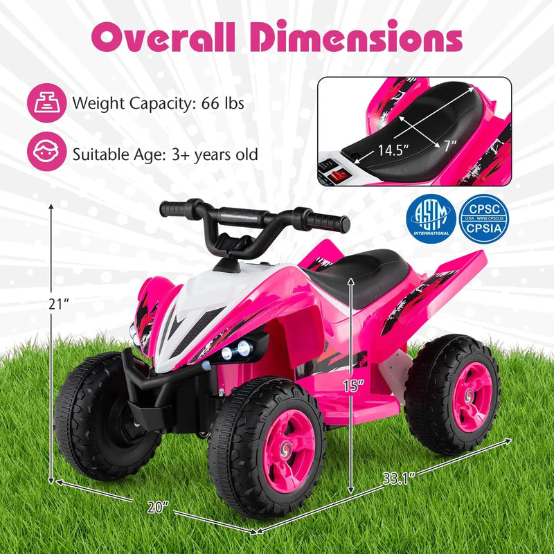 12V Kids Ride On ATV 4-Wheeler Quad with LED Lights and 7 mph Max Speed by DirectDeals