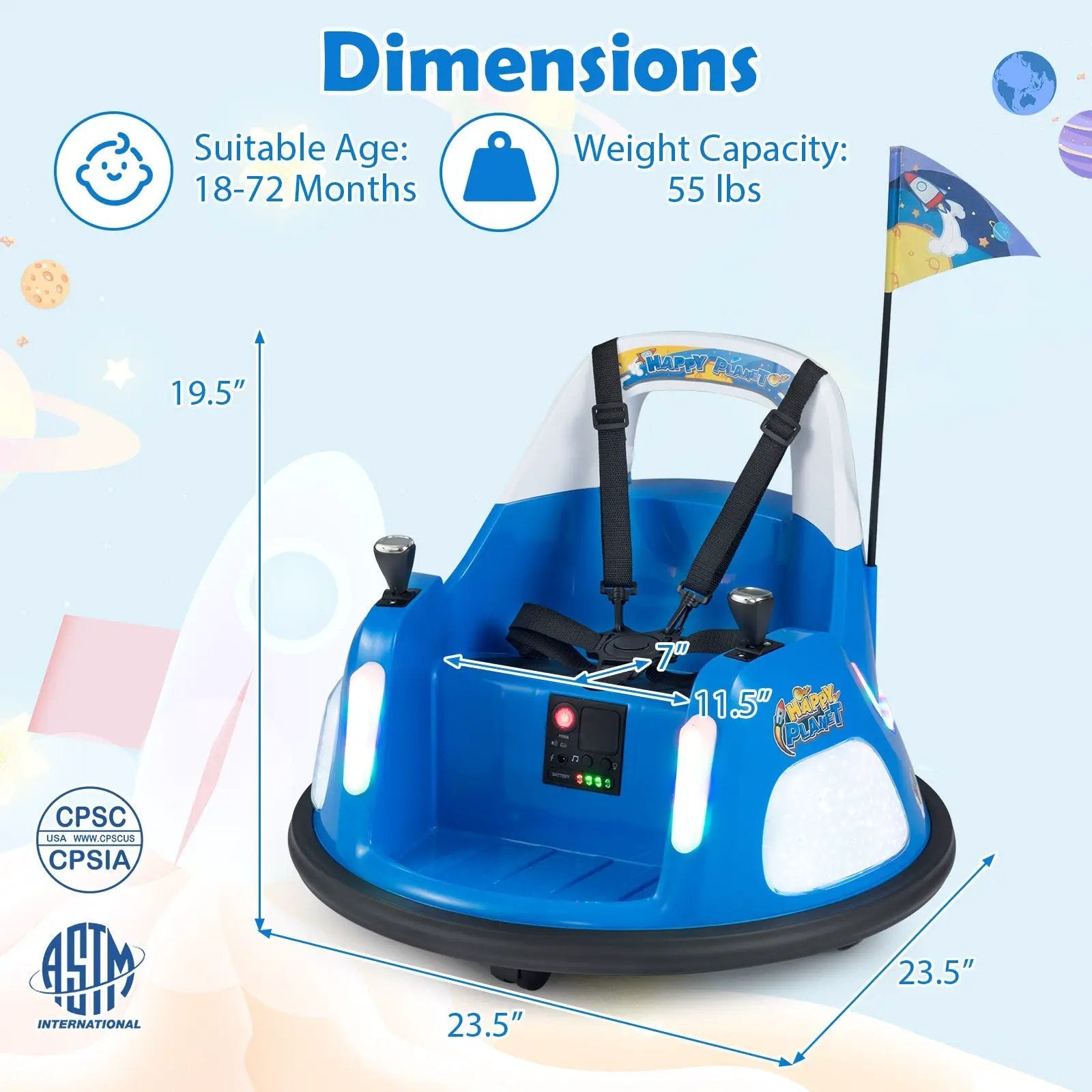 12V Kids Ride On Bumper Car with Remote Control and Flashing Lights by DirectDeals