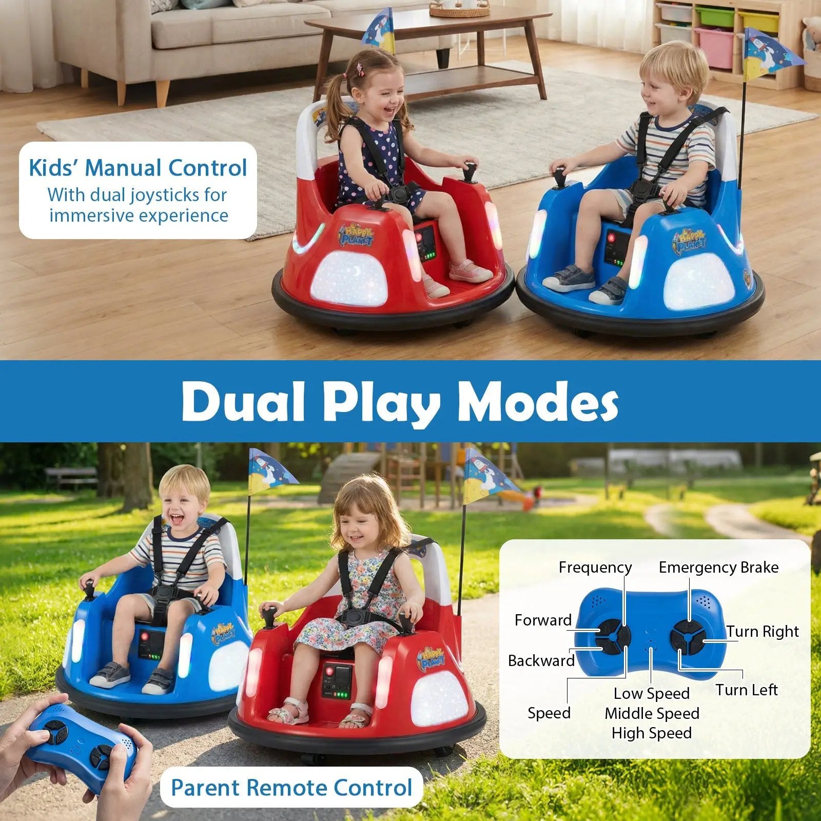 12V Kids Ride On Bumper Car with Remote Control and Flashing Lights by DirectDeals
