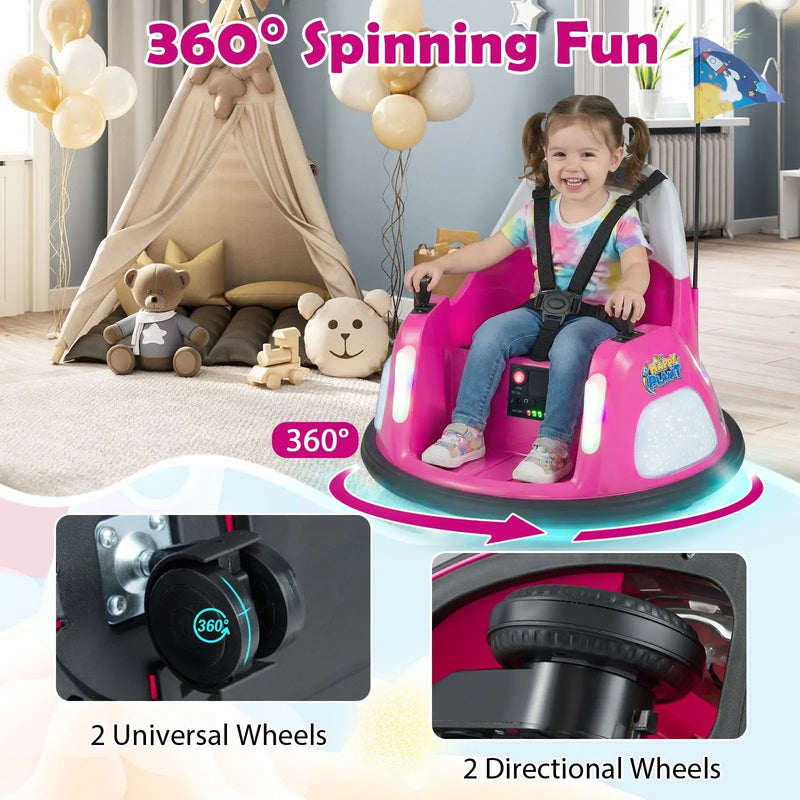 12V Kids Ride On Bumper Car with Remote Control and Flashing Lights by DirectDeals