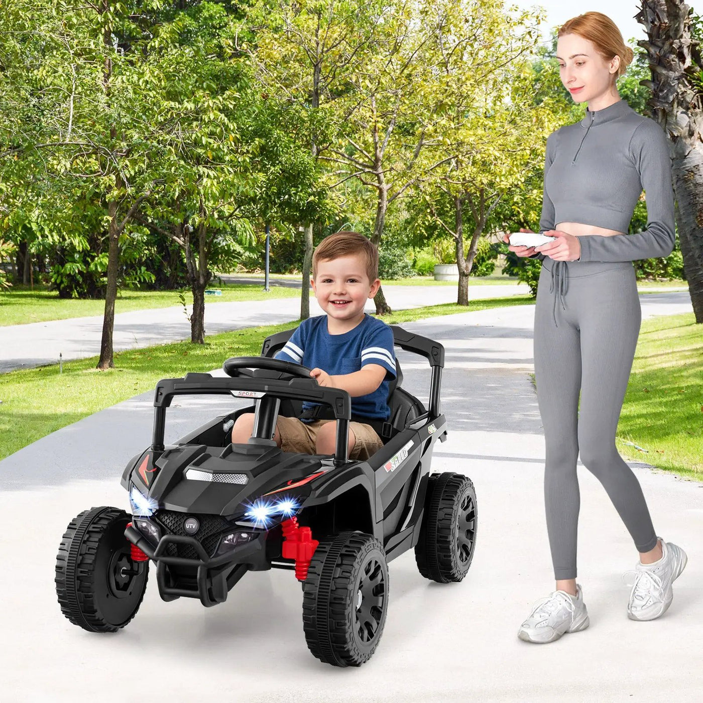 12V Kids Ride On Car UTV Electric Vehicle with LED Lights Music and Horn by DirectDeals
