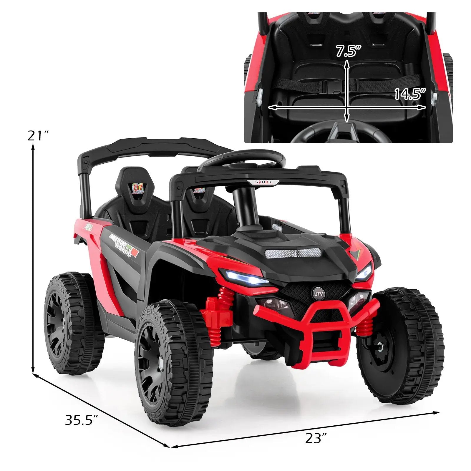 12V Kids Ride On Car UTV Electric Vehicle with LED Lights Music and Horn by DirectDeals