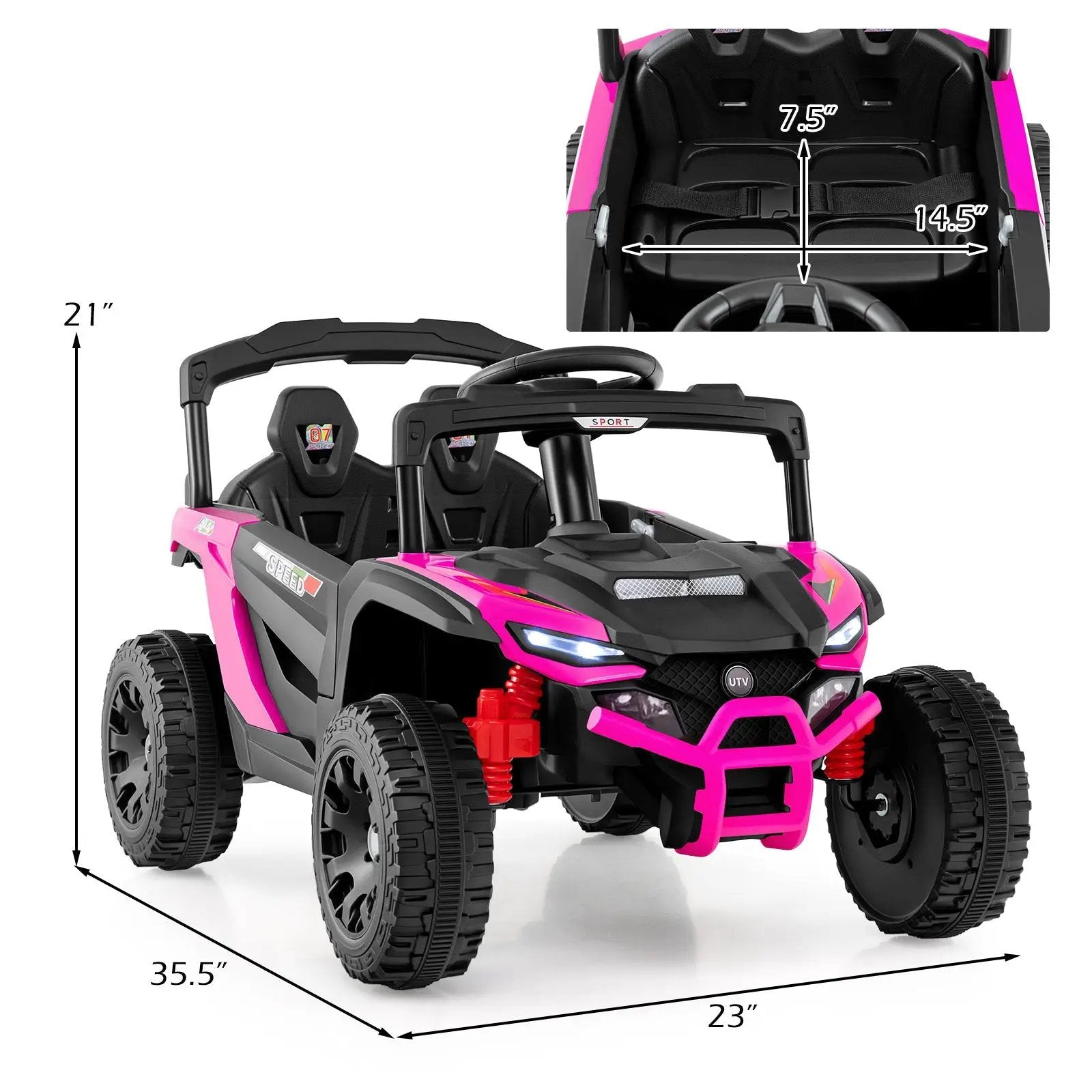 12V Kids Ride On Car UTV Electric Vehicle with LED Lights Music and Horn by DirectDeals