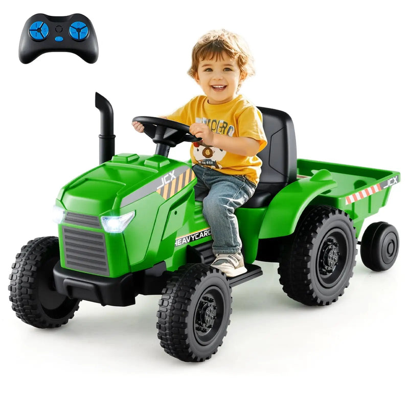 12V 2-in-1 Kids Ride On Tractor with Trailer and 3-Gear Shift by DirectDeals
