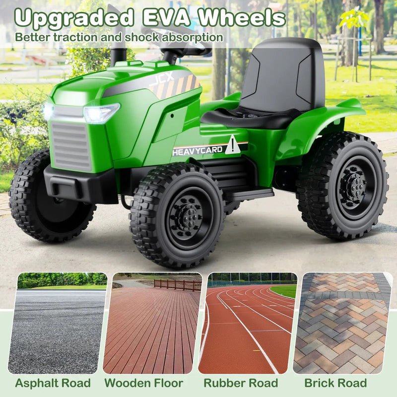 12V 2-in-1 Kids Ride On Tractor with Trailer and 3-Gear Shift by DirectDeals