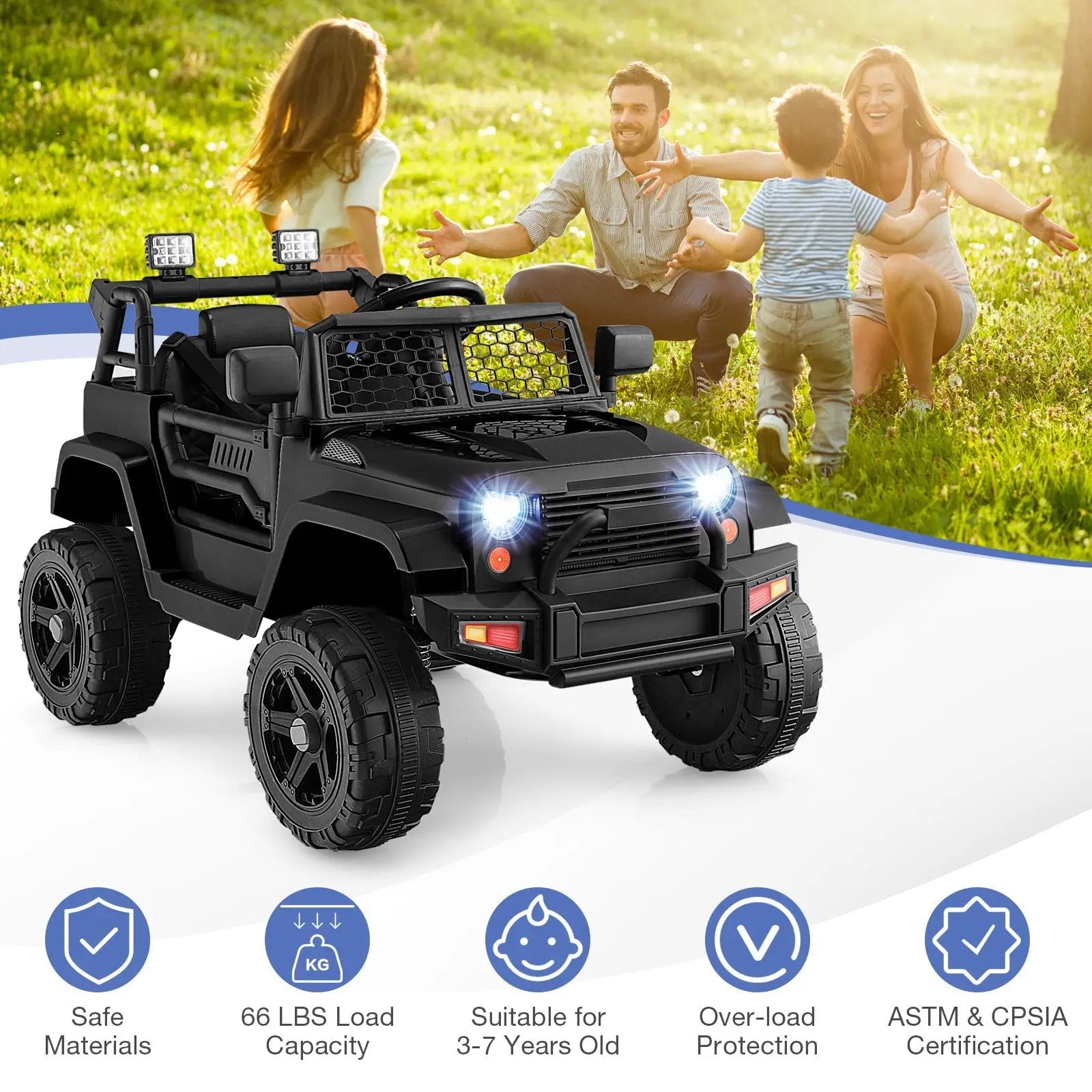 12V Kids Ride On Truck with Remote Control and Headlights by DirectDeals