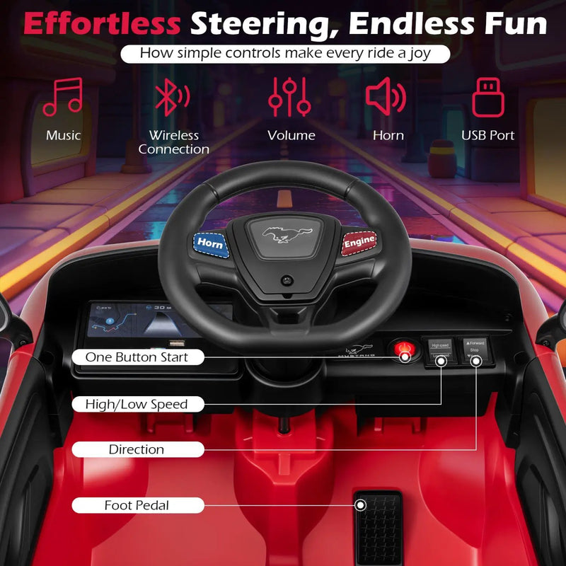 12V Kids Ride on Car Licensed Ford Mach E with Parent Control and Horn by DirectDeals