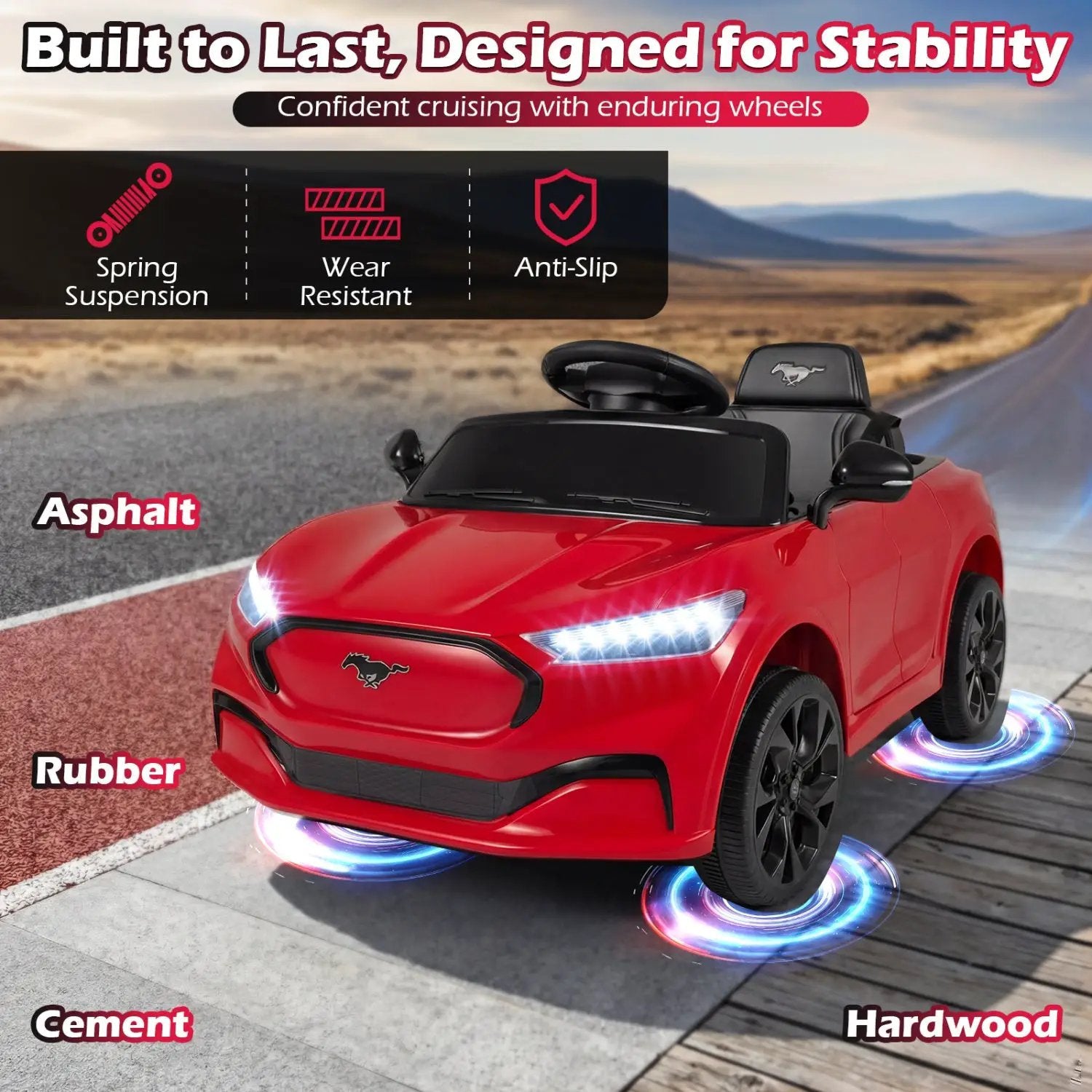 12V Kids Ride on Car Licensed Ford Mach E with Parent Control and Horn by DirectDeals