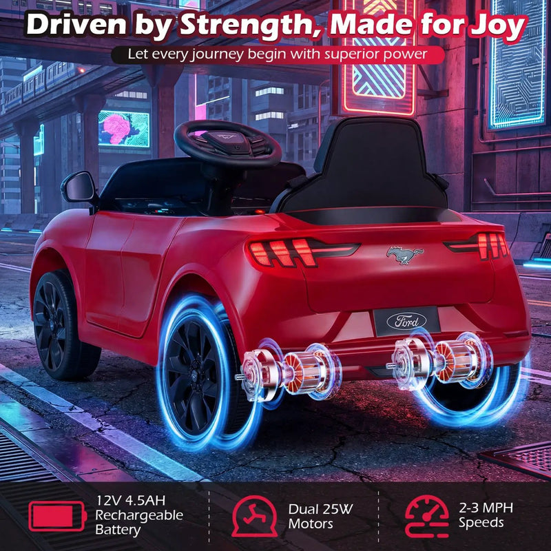 12V Kids Ride on Car Licensed Ford Mach E with Parent Control and Horn by DirectDeals