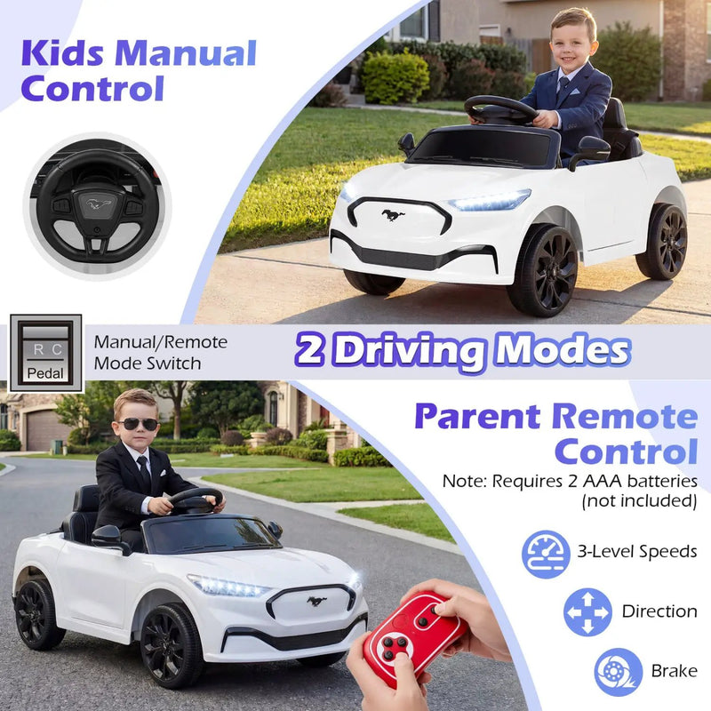 12V Kids Ride on Car Licensed Ford Mach E with Parent Control and Horn by DirectDeals