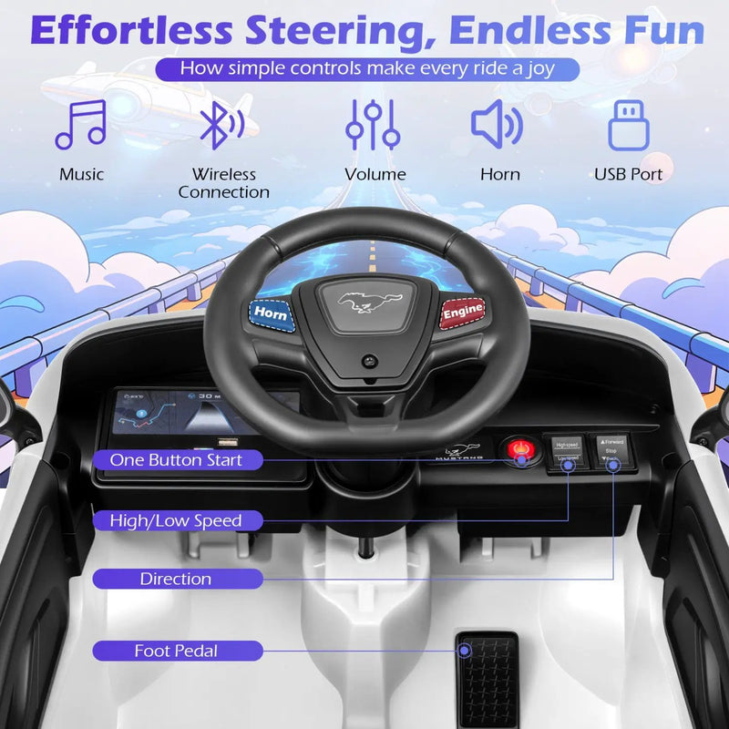 12V Kids Ride on Car Licensed Ford Mach E with Parent Control and Horn by DirectDeals