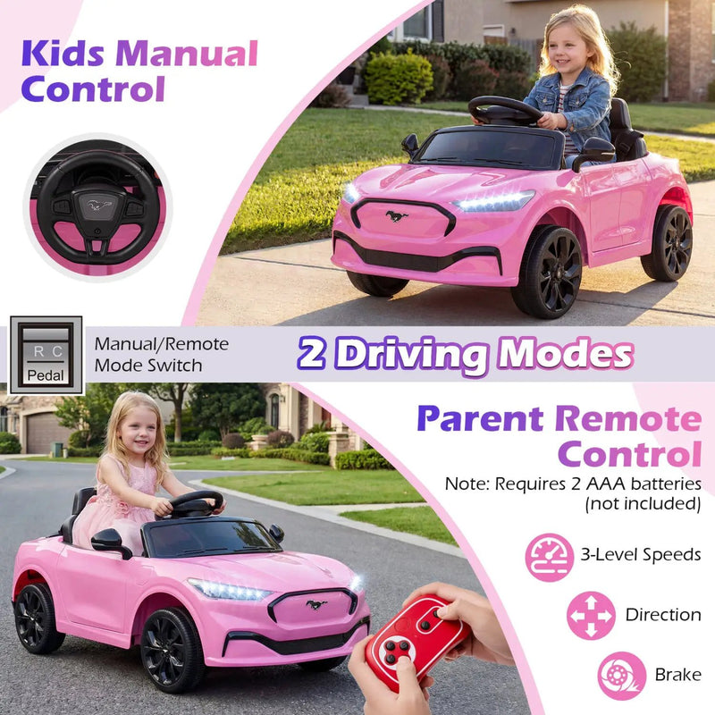 12V Kids Ride on Car Licensed Ford Mach E with Parent Control and Horn by DirectDeals
