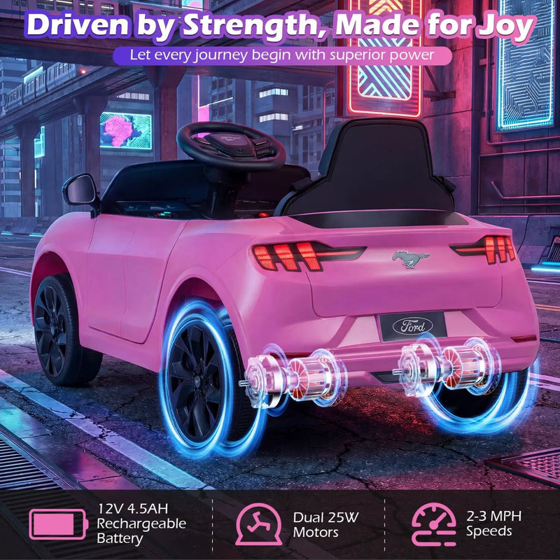 12V Kids Ride on Car Licensed Ford Mach E with Parent Control and Horn by DirectDeals