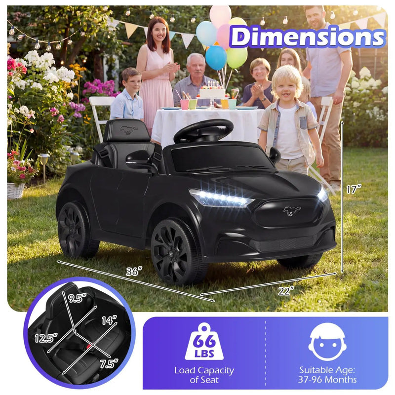 12V Kids Ride on Car Licensed Ford Mach E with Parent Control and Horn by DirectDeals