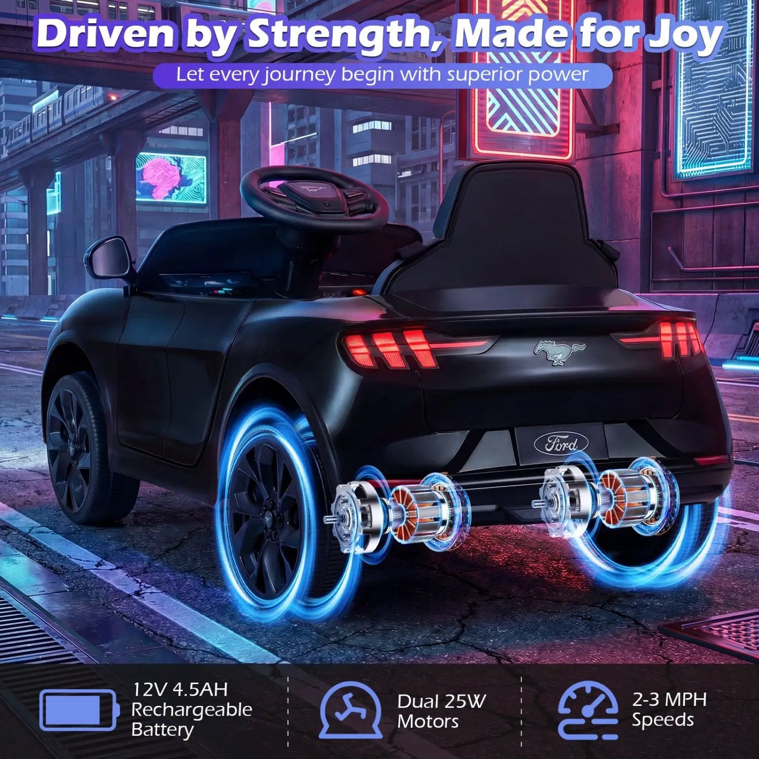 12V Kids Ride on Car Licensed Ford Mach E with Parent Control and Horn by DirectDeals