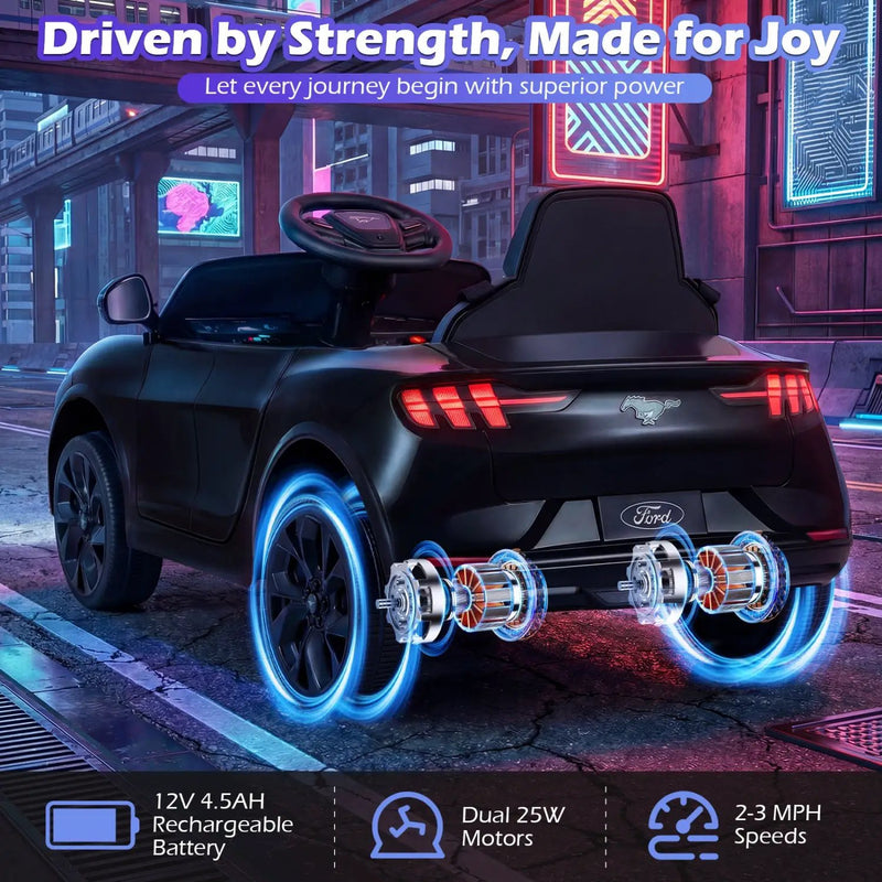 12V Kids Ride on Car Licensed Ford Mach E with Parent Control and Horn by DirectDeals