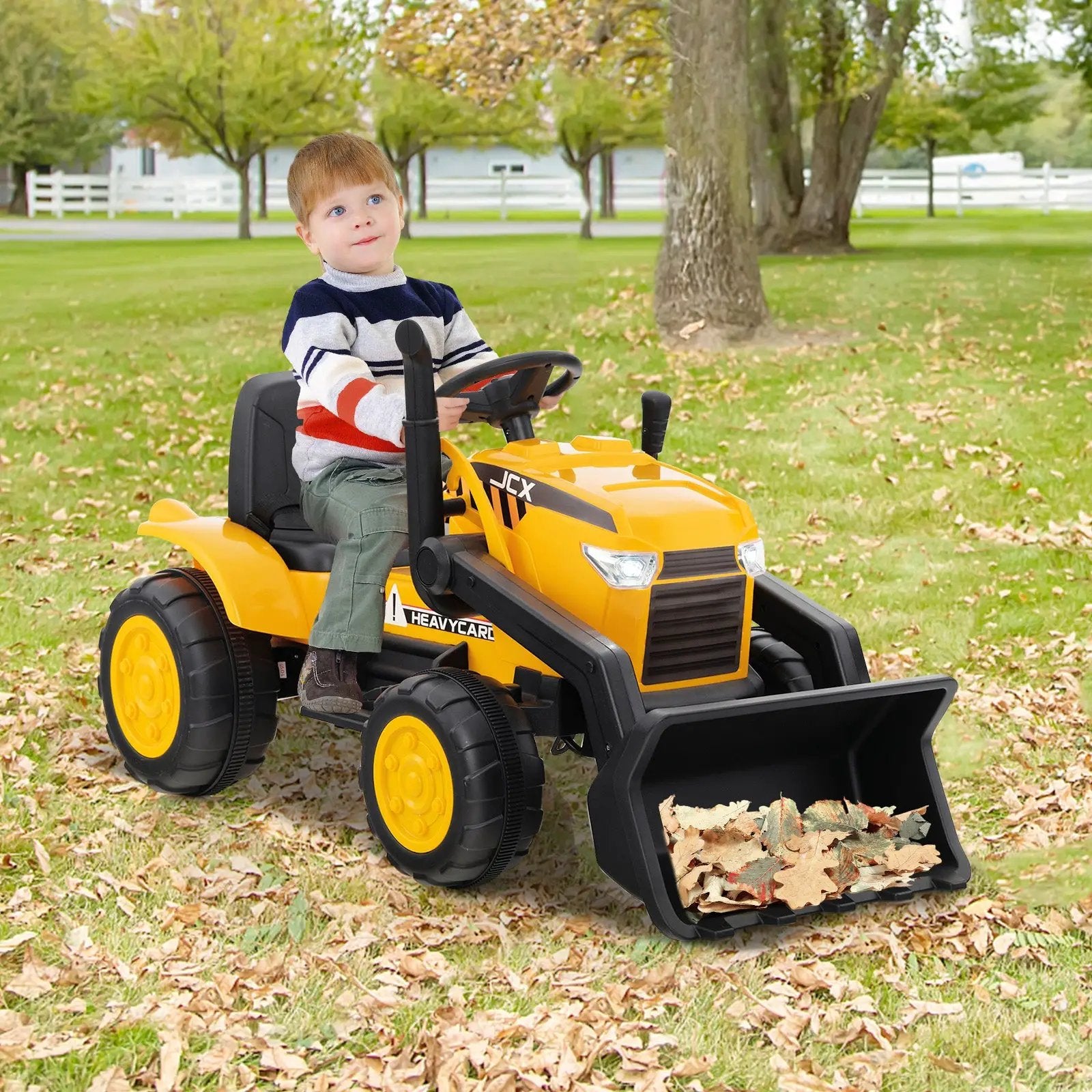12V Kid's Ride on Excavator with Adjustable Digging Bucket-Yellow by DirectDeals