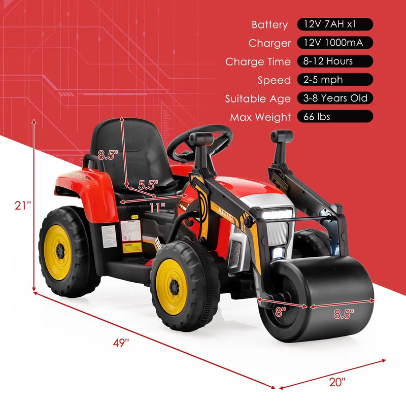 12V Kids Ride-On Road Roller with Remote Control by DirectDeals