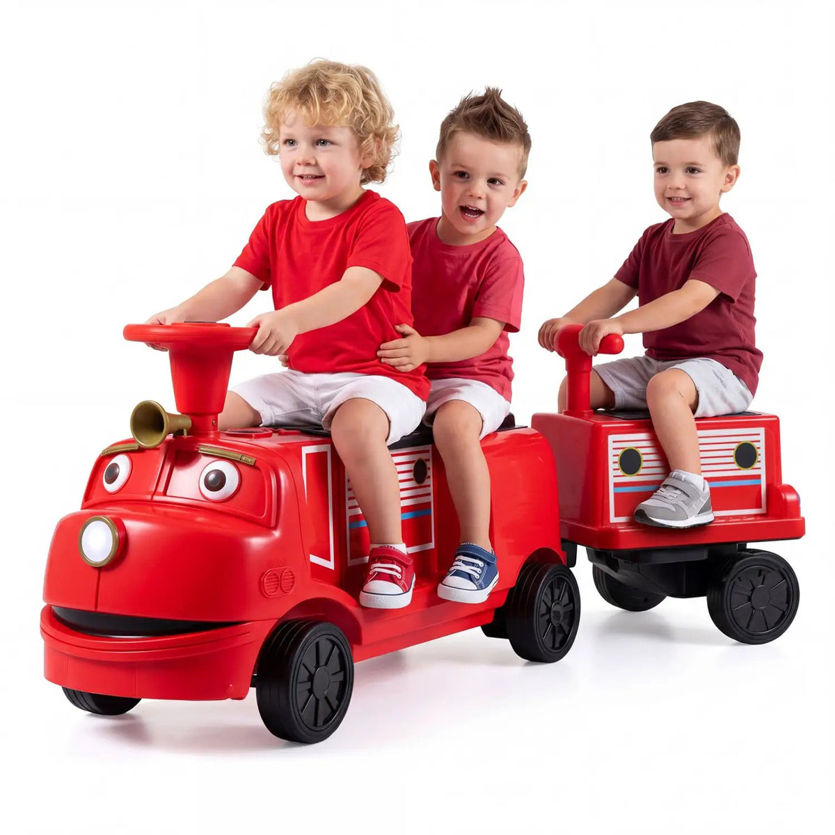 12V Kids Ride-On Train 3-Seater with Detachable Carriage by DirectDeals
