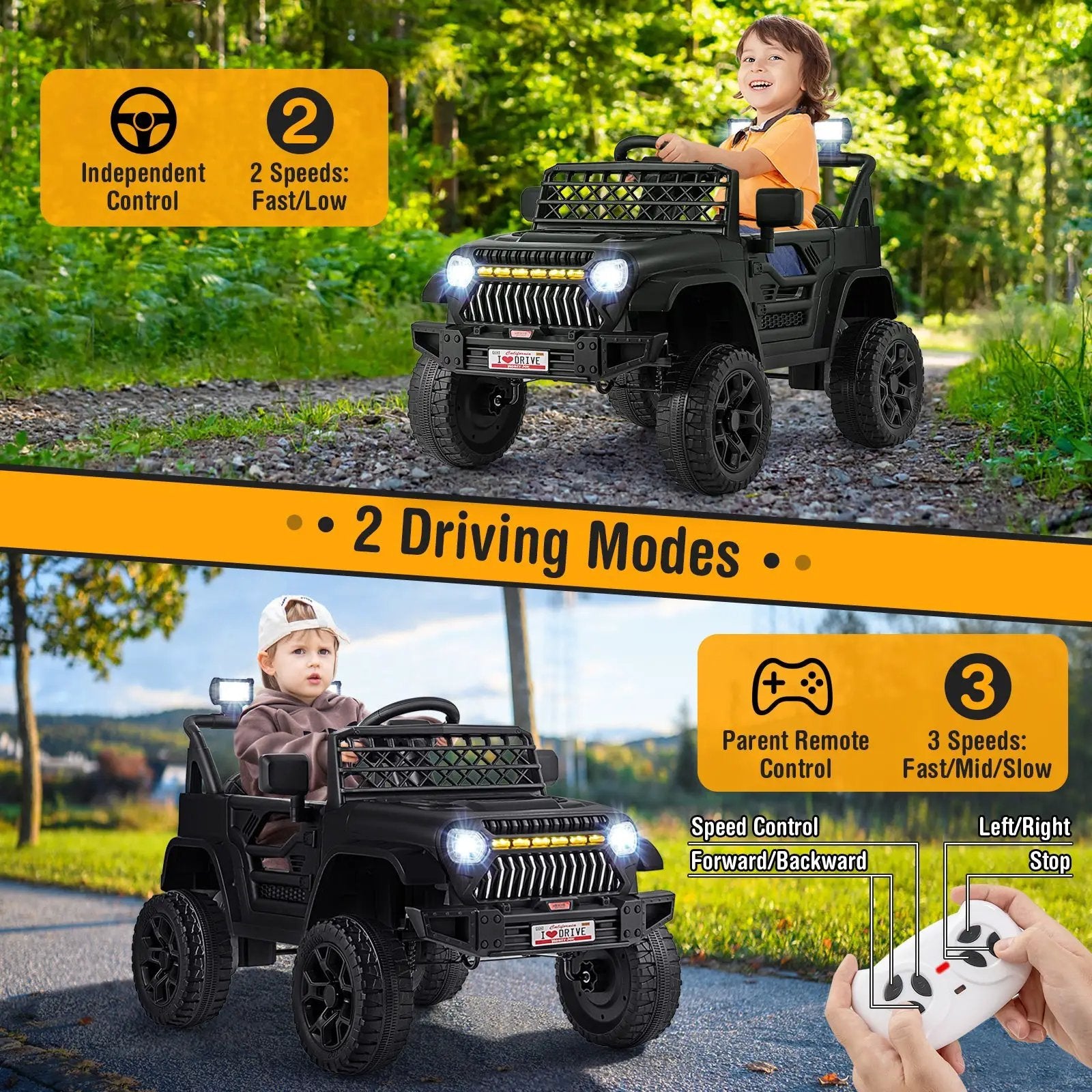 12V Kids Ride on Truck Car with Parental Remote and Music Player by DirectDeals