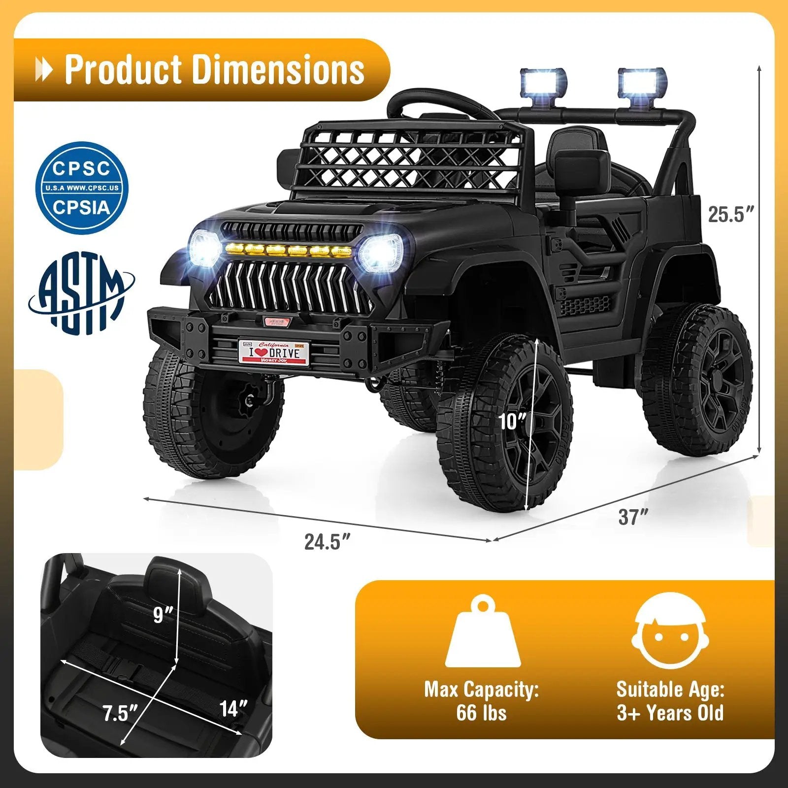 12V Kids Ride on Truck Car with Parental Remote and Music Player by DirectDeals