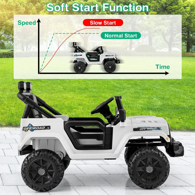 12V Kids Ride on Truck Car with Remote Control Threaded Wheels and 3 Speeds by DirectDeals