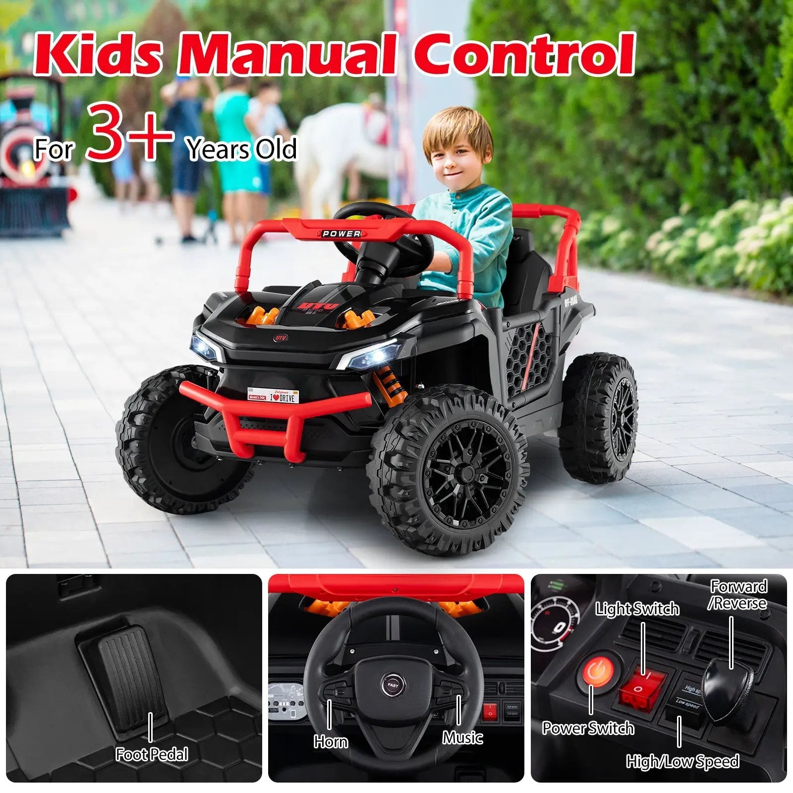 12V Kids Ride on Truck Off-Road UTV with Parental Remote and Lights by DirectDeals