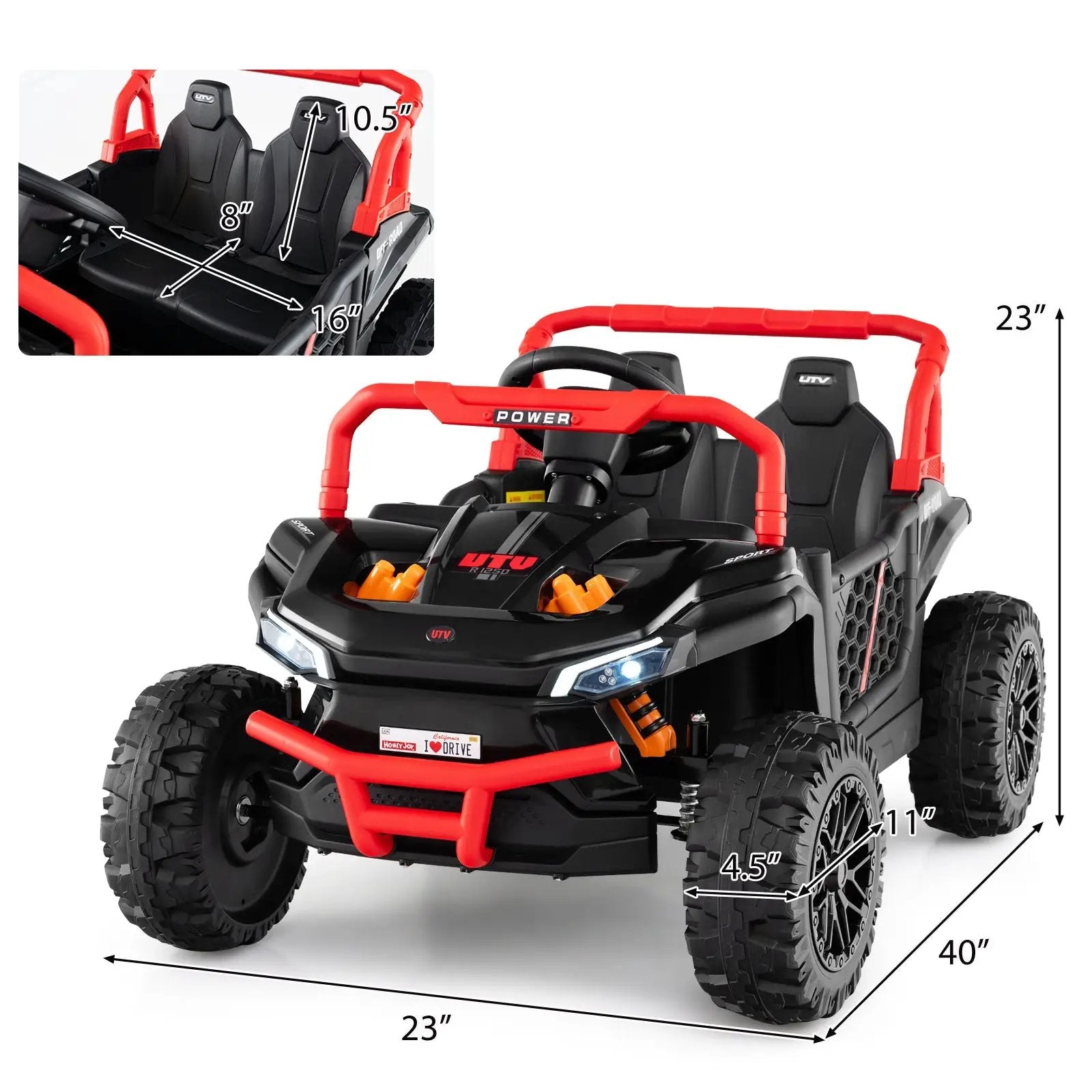 12V Kids Ride on Truck Off-Road UTV with Parental Remote and Lights by DirectDeals