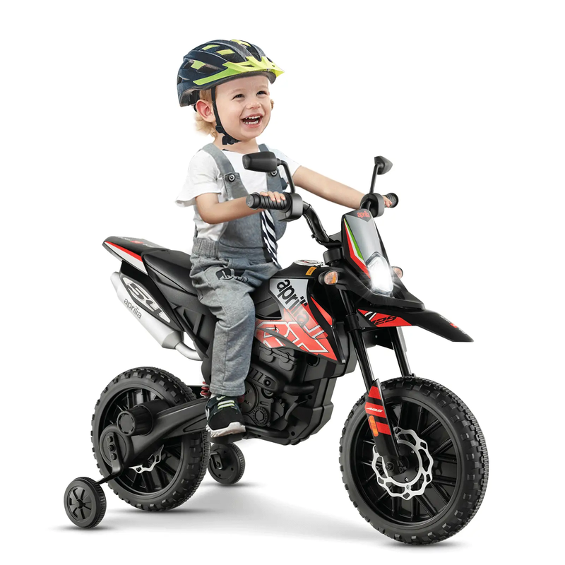 Aprilia Licensed Kids Ride On Motorcycle with 2 Training Wheels by DirectDeals