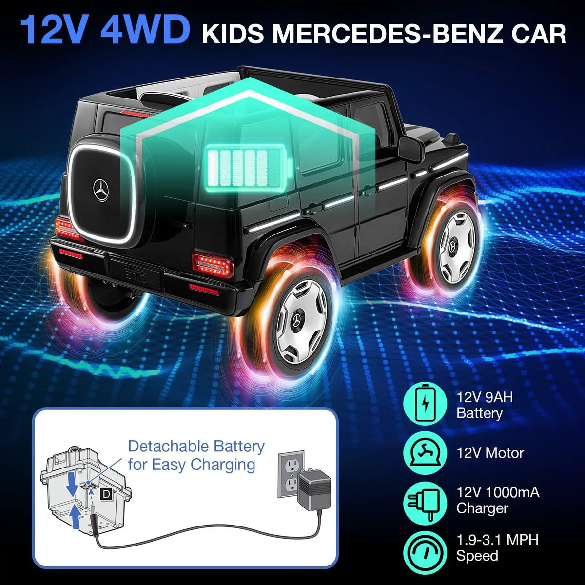 12V Licensed Mercedes-Benz EQG Kids Ride On Car with Remote Control by DirectDeals