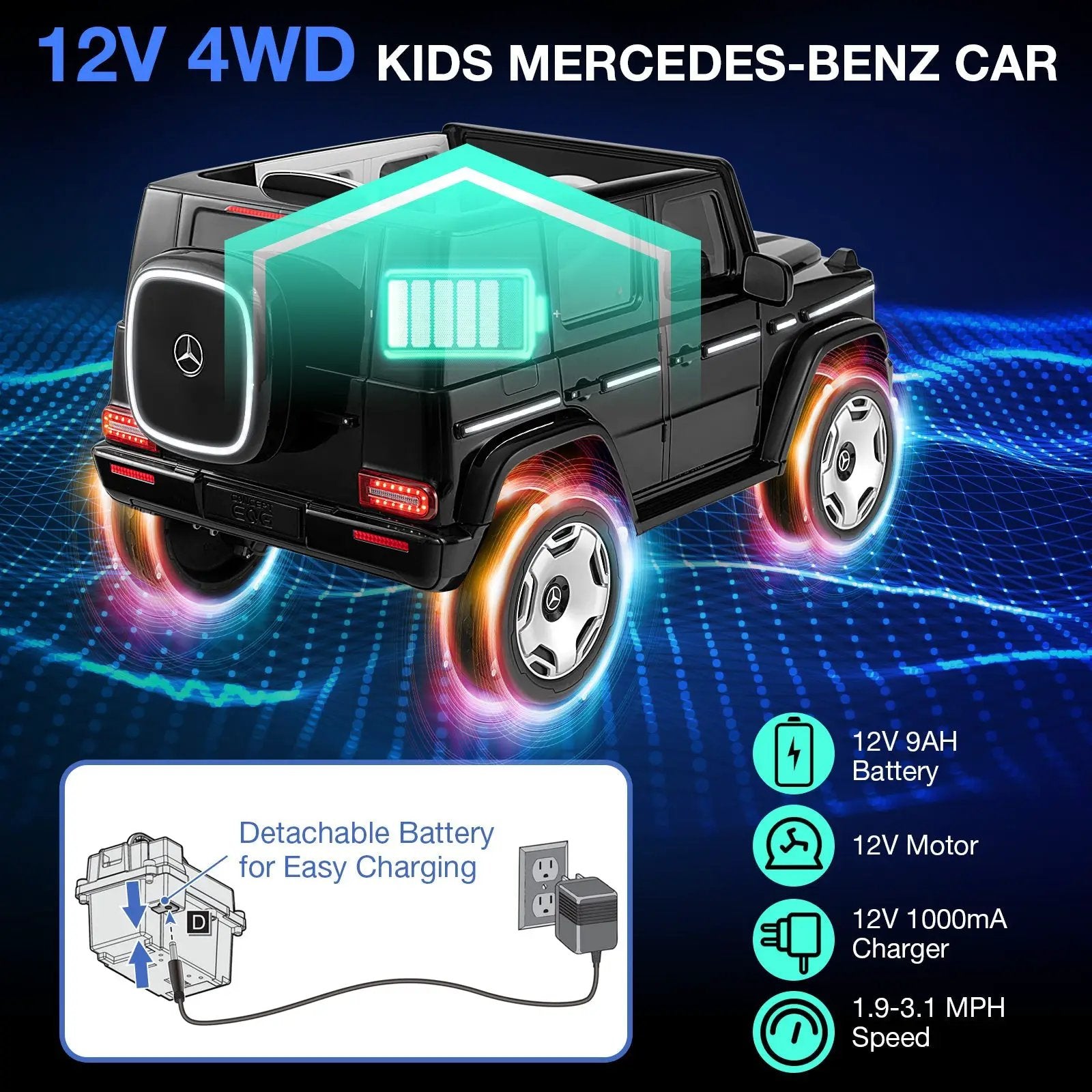 12V Licensed Mercedes-Benz EQG Kids Ride On Car with Remote Control by DirectDeals