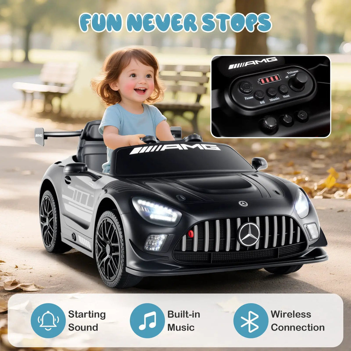 12V Kids Ride-On Car Mercedes-AMG GT3 Licensed with Adjustable Speed by DirectDeals