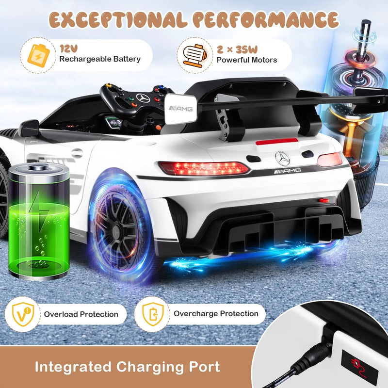 12V Kids Ride-On Car Mercedes-AMG GT3 Licensed with Adjustable Speed by DirectDeals