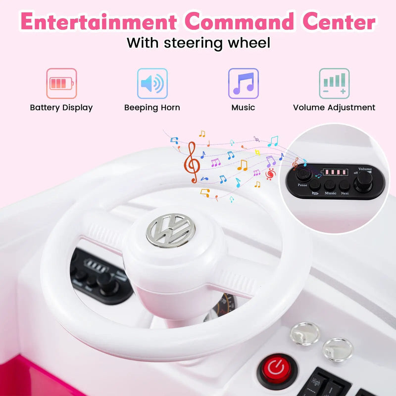 12V Ride On Car Licensed Volkswagen Ride-on Bus with Cup Holder and LED Headlights for 3+ Years Old by DirectDeals