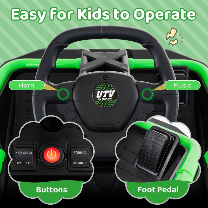 12V Ride on Car Electric UTV with Remote and Music for Big Kids by DirectDeals