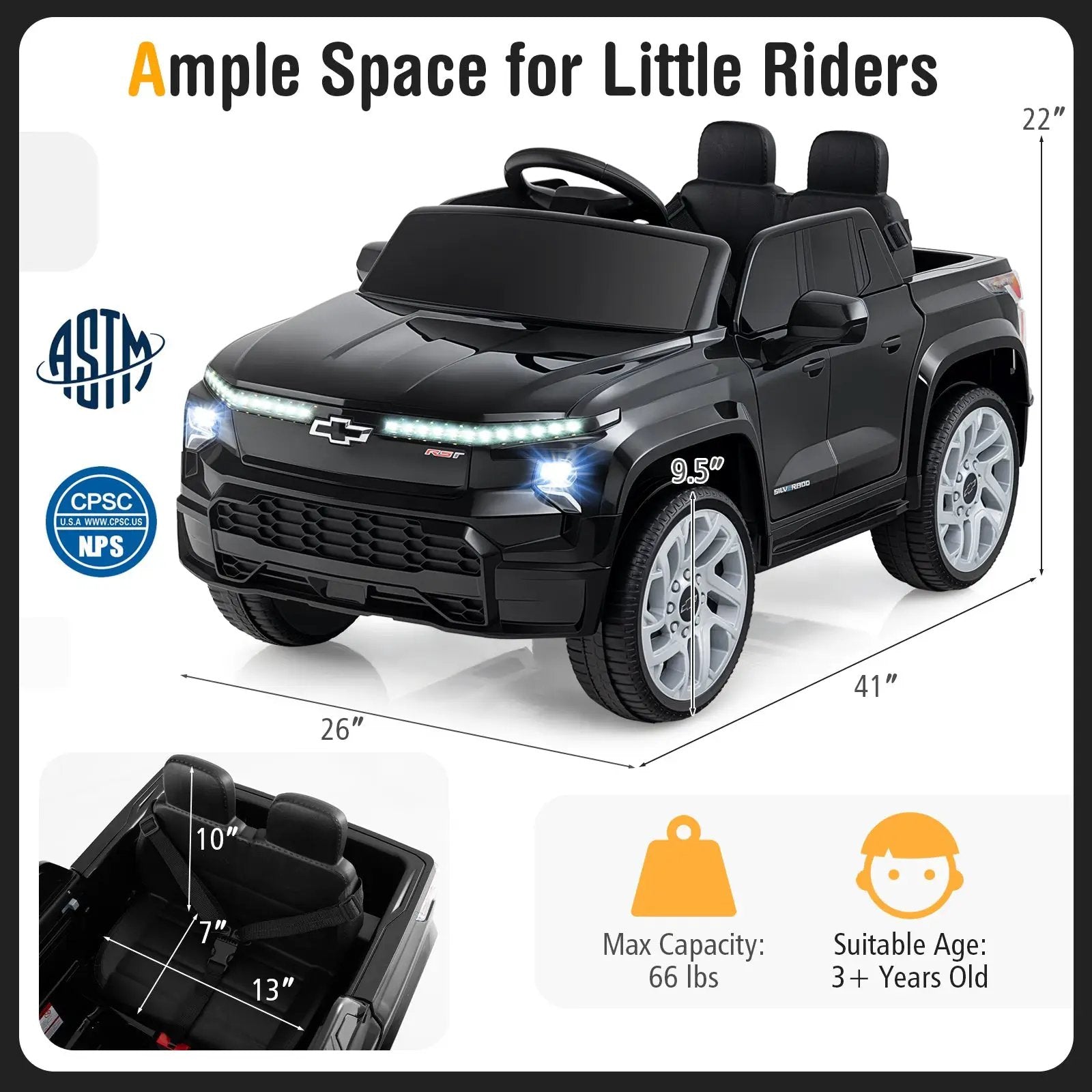 12V Ride on Car Truck Licensed Chevrolet with Remote Control Gift for 3+ by DirectDeals