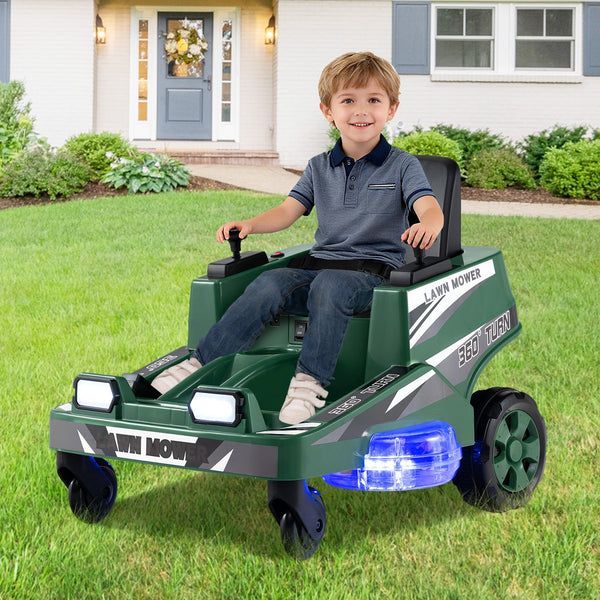 12V Ride on Lawn Mower for Kids with Dual Control Sticks and LED Lights, photo 2 of 16