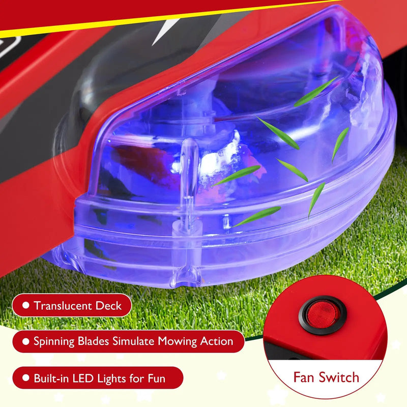 12V Ride on Lawn Mower for Kids with Dual Control Sticks and LED Lights by DirectDeals