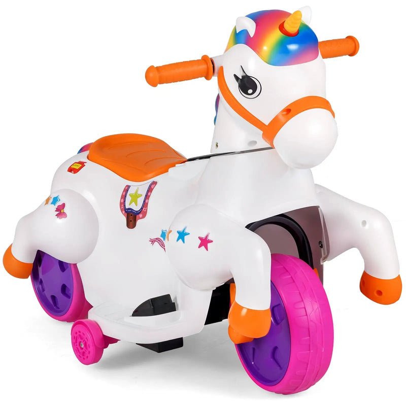 12V Unicorn Ride on Toy with Training Wheels and Horse Riding Mode by DirectDeals
