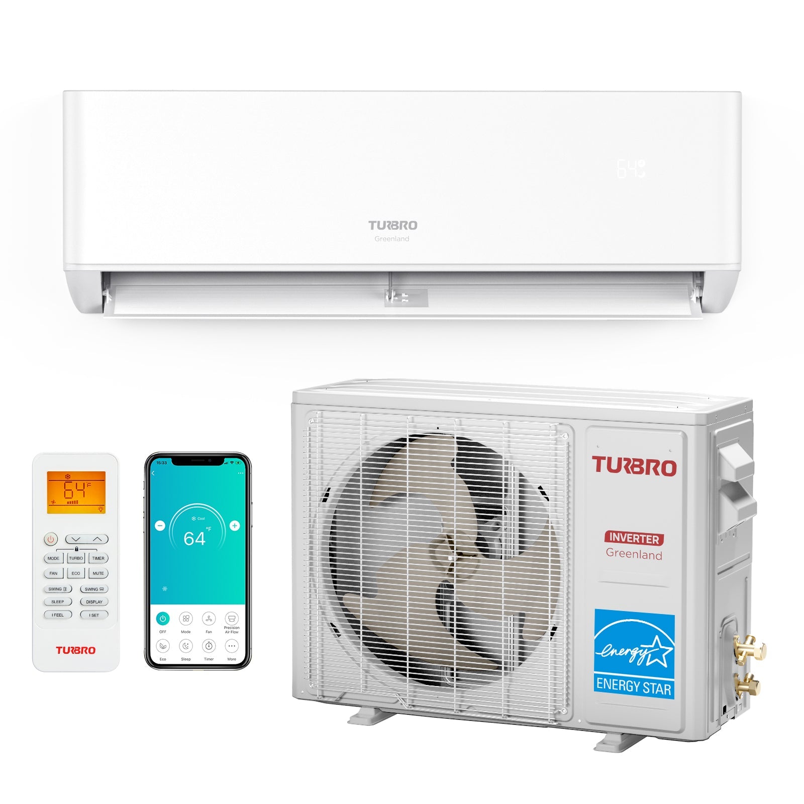 Greenland 18,000 BTU Single Zone Mini Split AC (R454B) by TURBRO