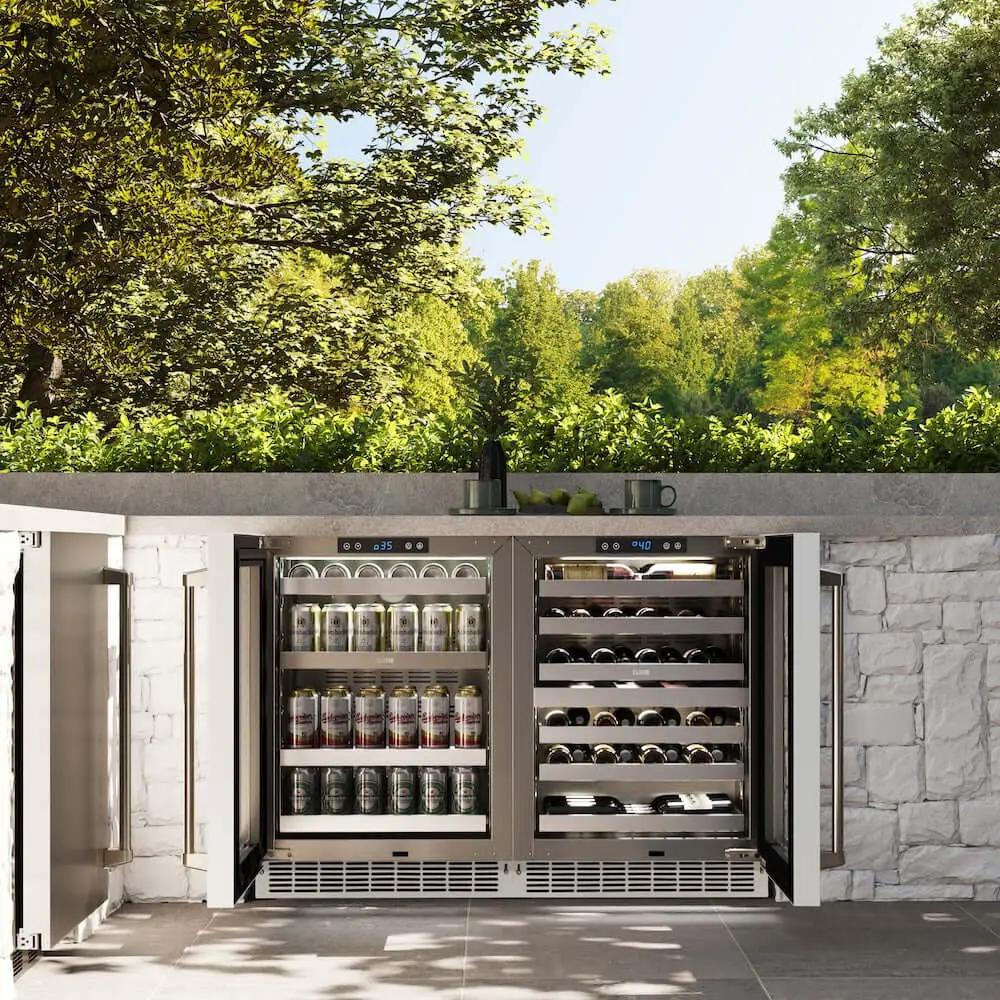 ZLINE 24" Touchstone Dual Zone 44 Bottle Wine Cooler White Matte Glass Door RWDO-WM-24 by Farmhouse Kitchen and Bath