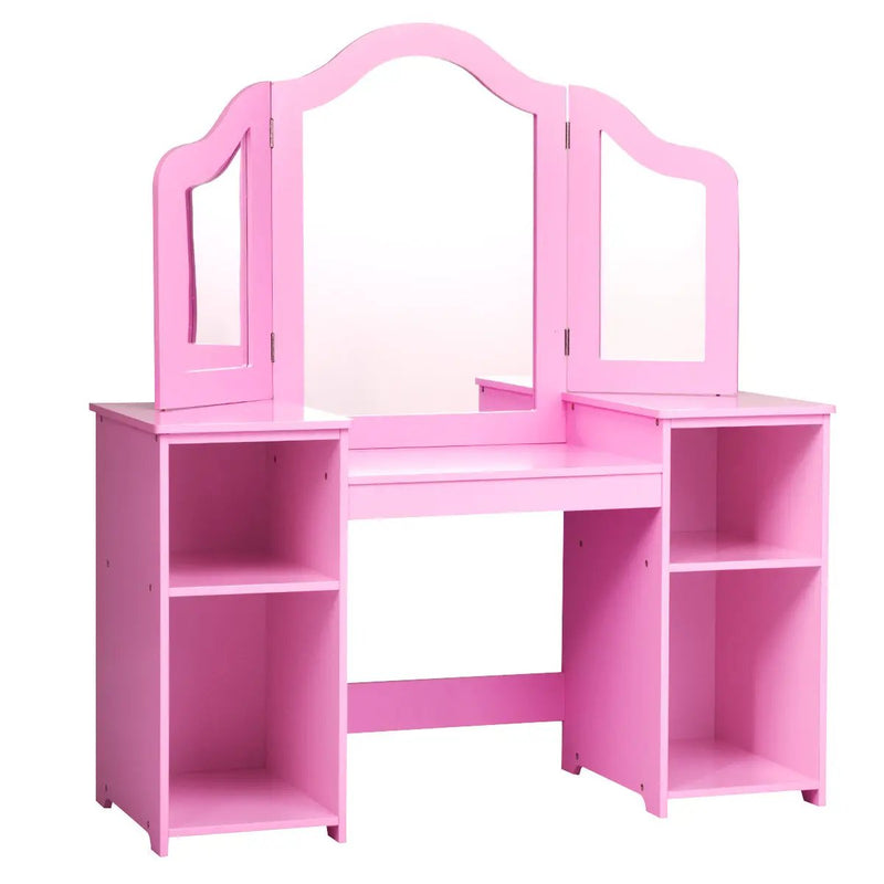 Kids Tri Folding Mirror Makeup Dressing Vanity Table Set by DirectDeals