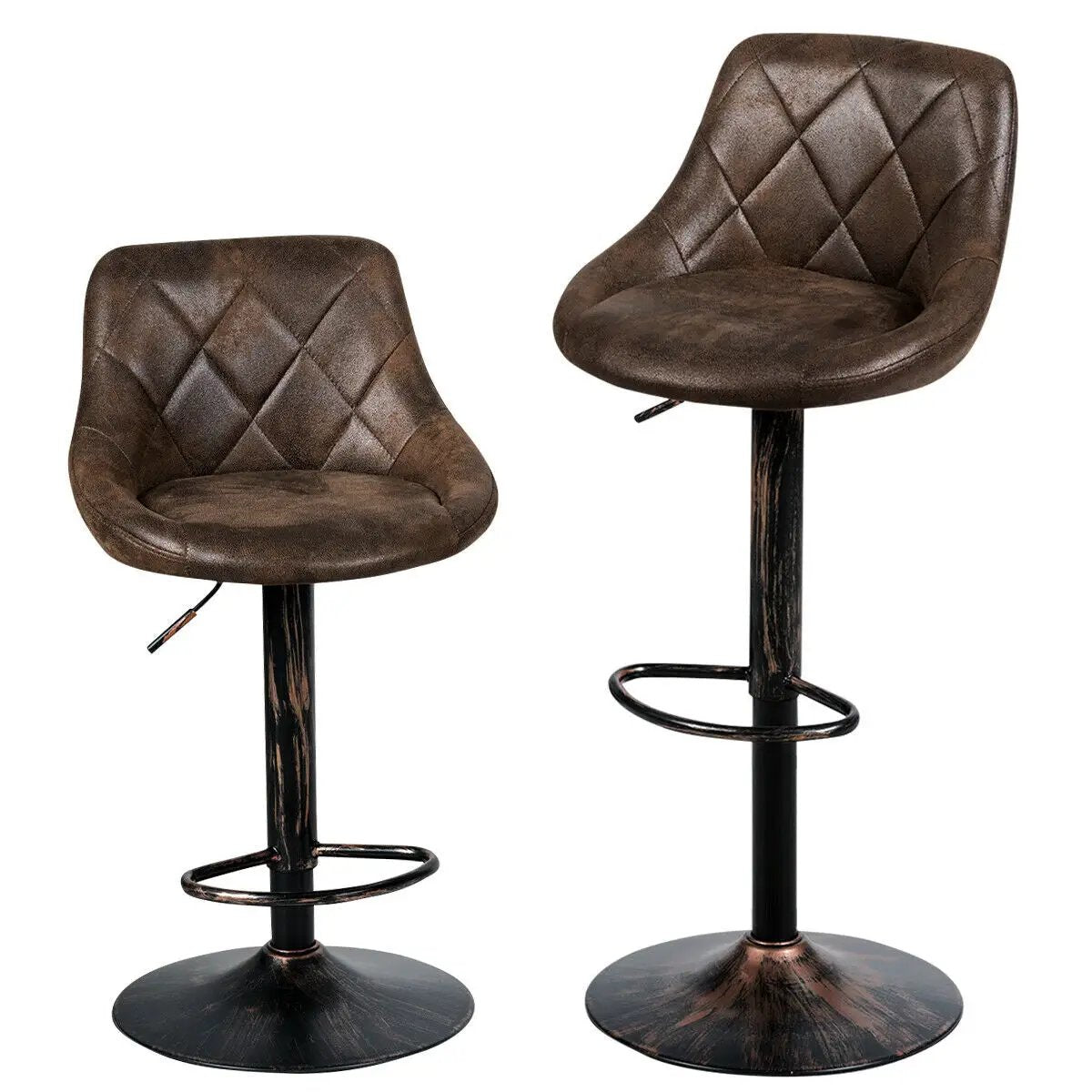 Set of 2 Adjustable Bar Stools with Backrest and Footrest by DirectDeals