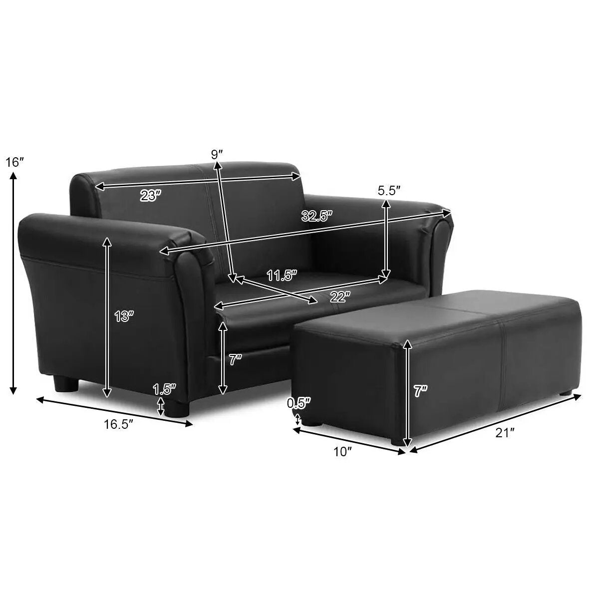 Soft Kids Double Sofa with Ottoman by DirectDeals