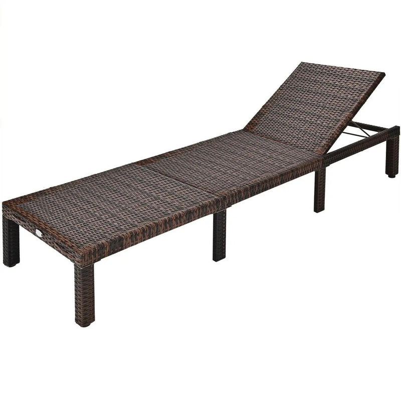 Outdoor Rattan Adjustable Cushioned Chaise by DirectDeals