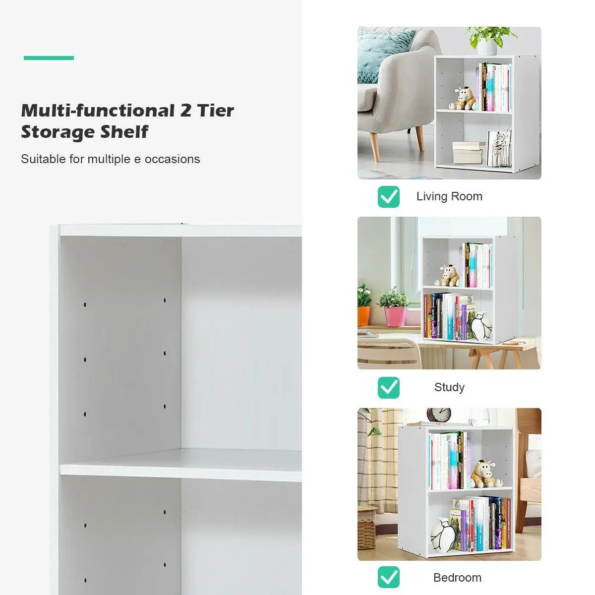 2-Layer Multifunctional Furniture Display Cabinet with Large Capacity Storage Space-White by DirectDeals