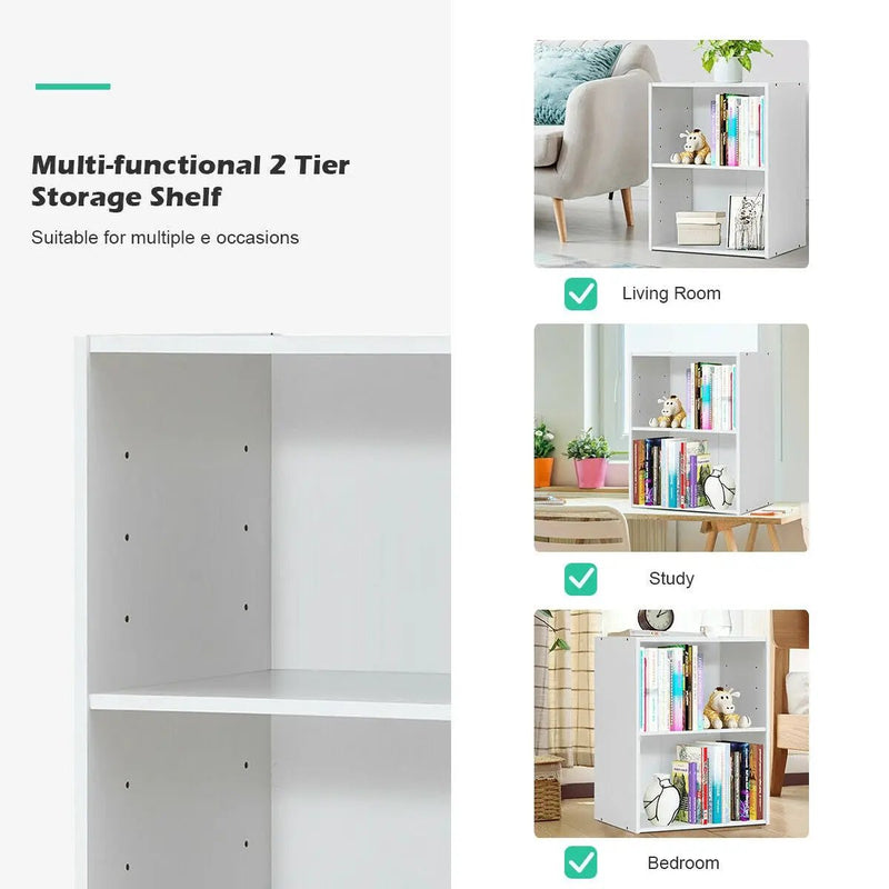 2-Layer Multifunctional Furniture Display Cabinet with Large Capacity Storage Space-White by DirectDeals