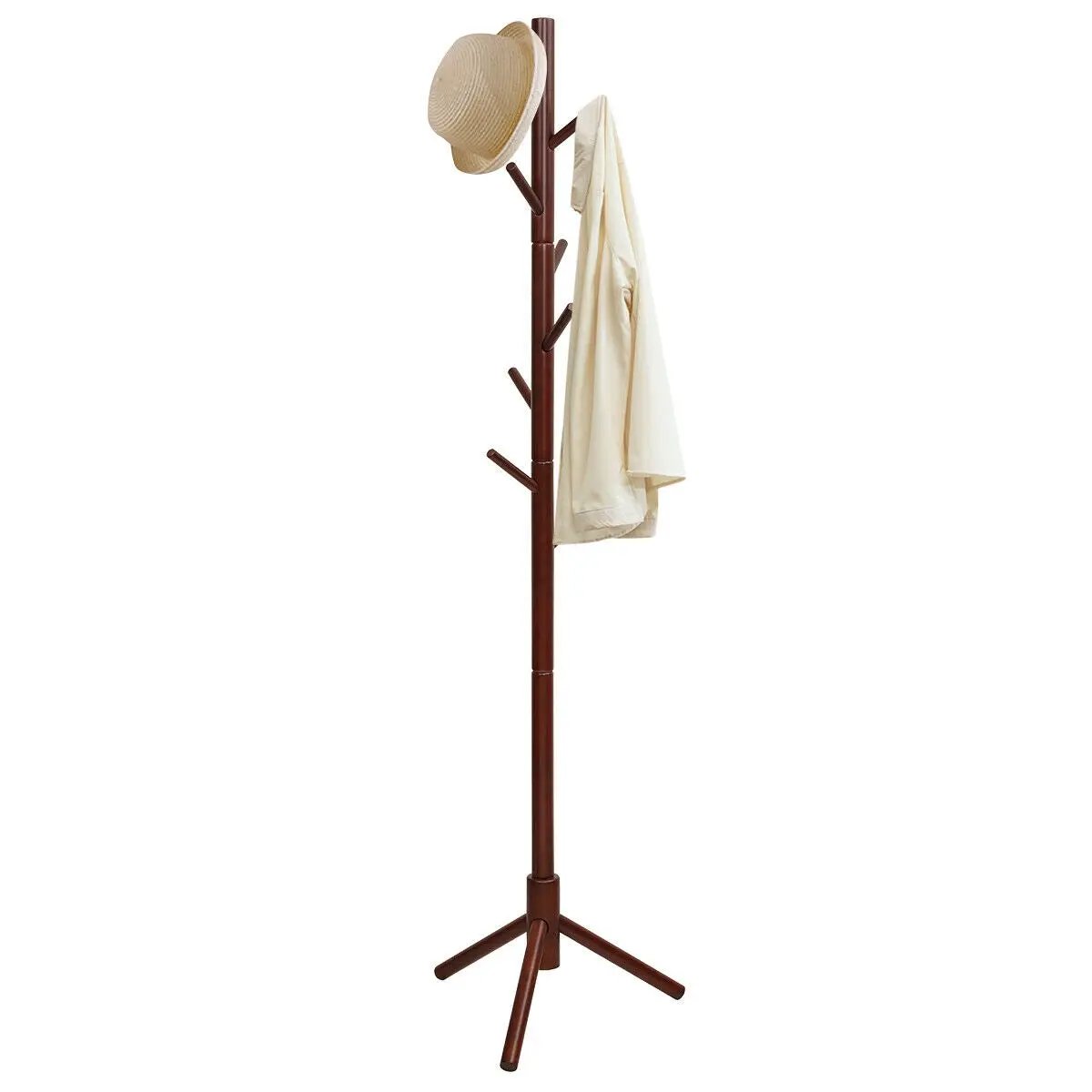 2 Heights Wooden Coat Rack with 8 Hooks by DirectDeals