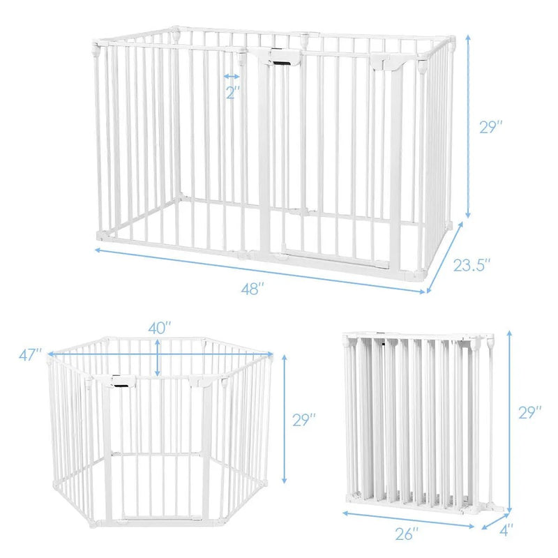 6 Panel Wall-mount Adjustable Baby Safe Metal Fence Barrier-White by DirectDeals