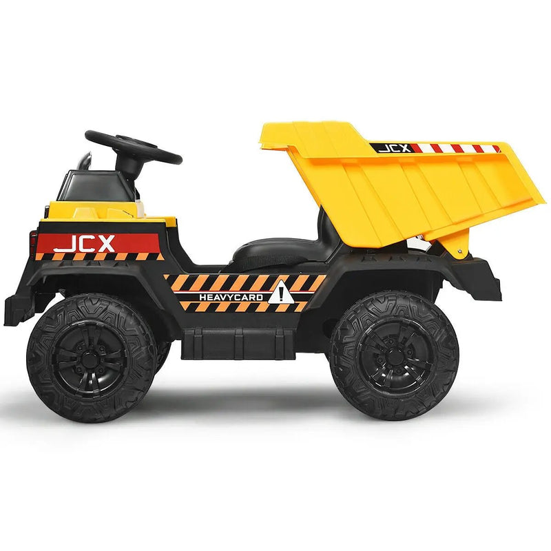 12V Battery Kids Ride On Dump Truck with Electric Bucket and Dump Bed-Yellow by DirectDeals